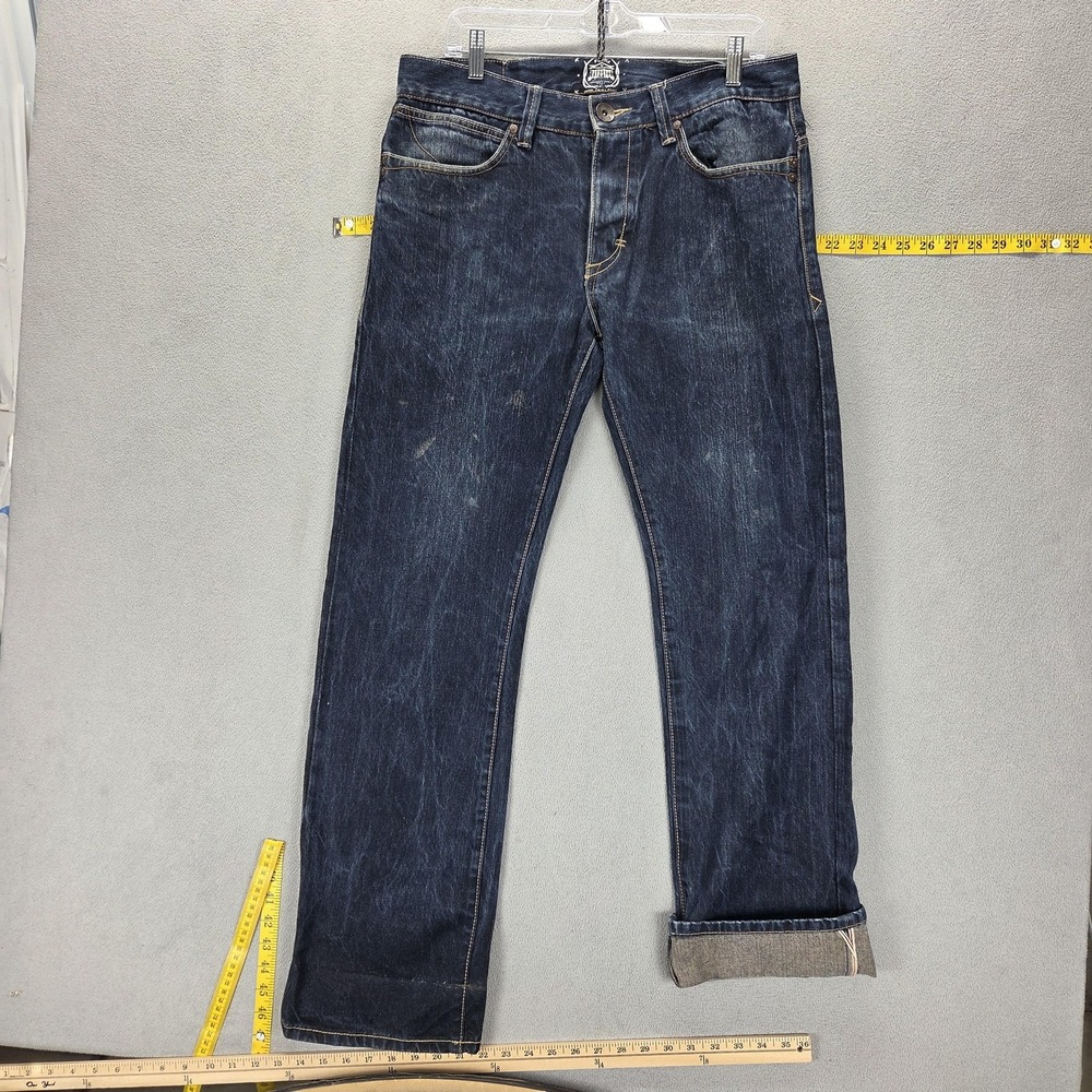 Selvedge Jeans Mens 33x32 Blue Fly53 Lightning Bolt Button Fly